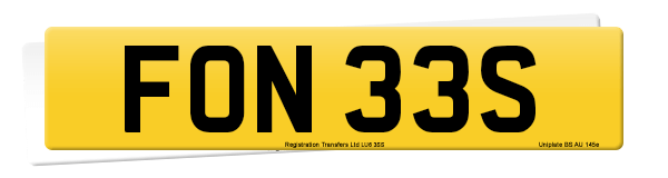 Registration number FON 33S